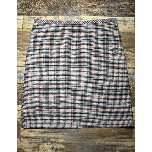 Talbots‎ Women’s Plaid Wool Blend Skirt Size 6 – Pink Gray Check With Zip - Picture 1 of 5